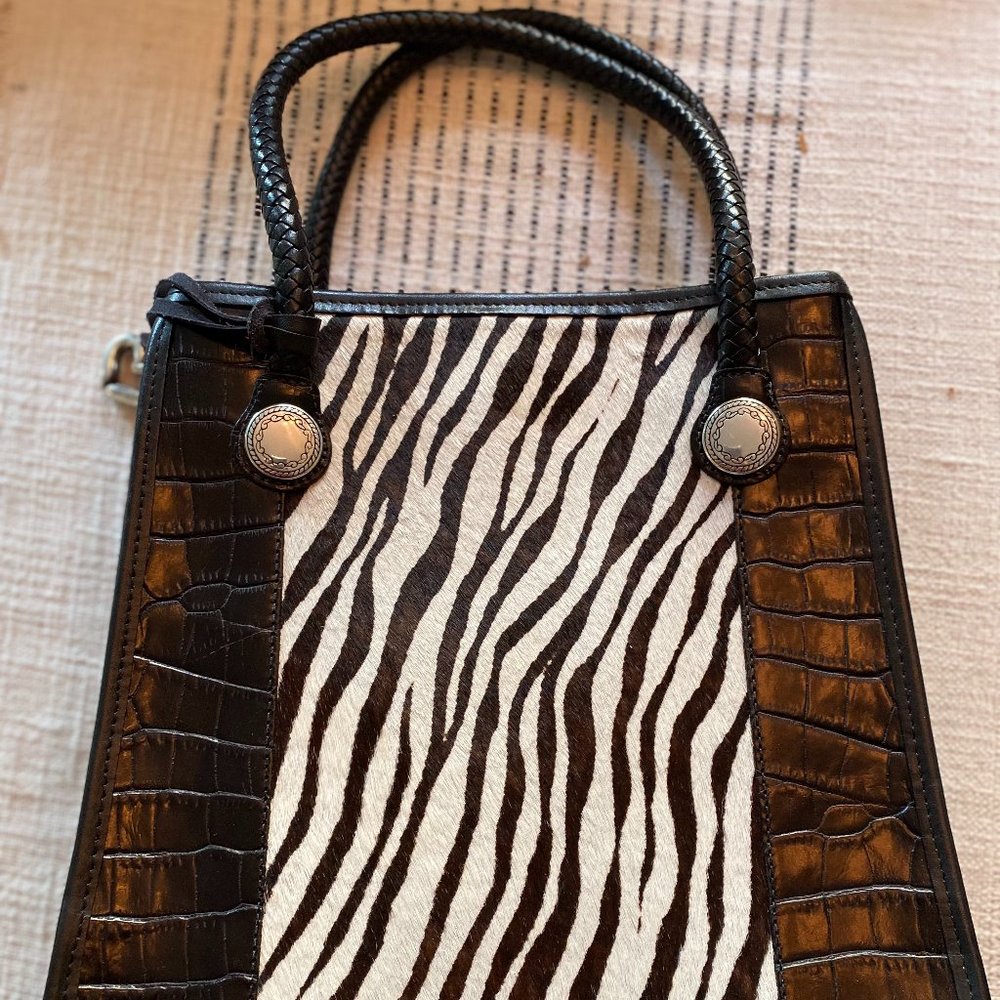 Brighton Betty Zebra Leather Shoulder Bag
